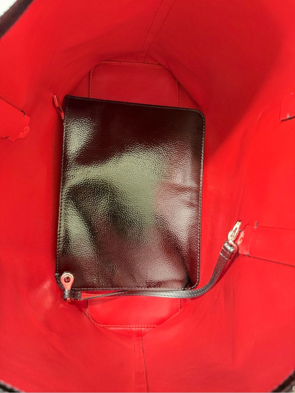 Christian Louboutin Black Patent Tote with Red Interior Trim - Picture 8 of 11